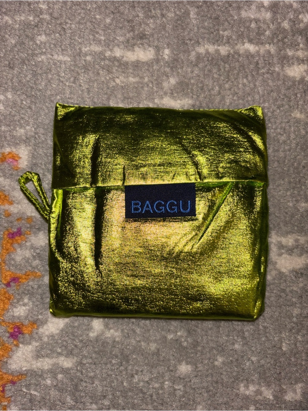 BAGGU x UFO Metallic Lime Foldable Reusable Tote